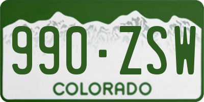 CO license plate 990ZSW