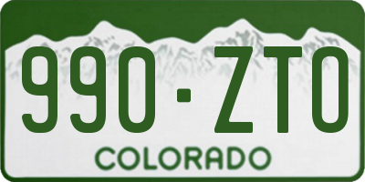 CO license plate 990ZTO