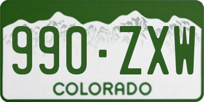 CO license plate 990ZXW