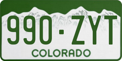 CO license plate 990ZYT