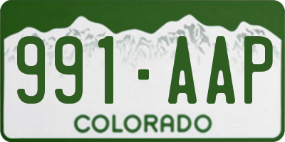 CO license plate 991AAP