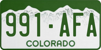 CO license plate 991AFA
