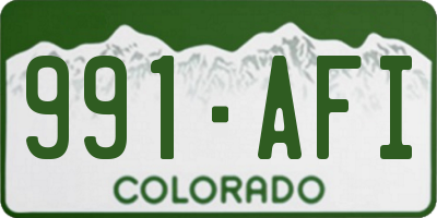 CO license plate 991AFI