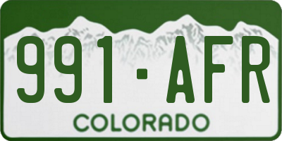 CO license plate 991AFR