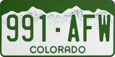 CO license plate 991AFW