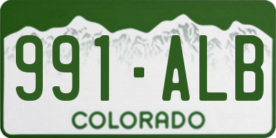 CO license plate 991ALB