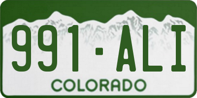 CO license plate 991ALI