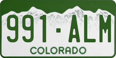 CO license plate 991ALM