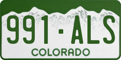 CO license plate 991ALS