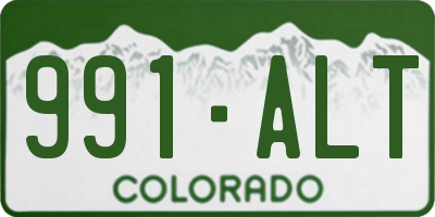CO license plate 991ALT