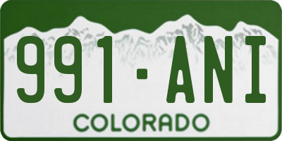 CO license plate 991ANI