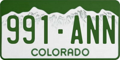 CO license plate 991ANN
