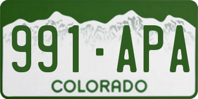 CO license plate 991APA
