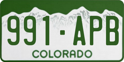 CO license plate 991APB