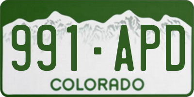 CO license plate 991APD