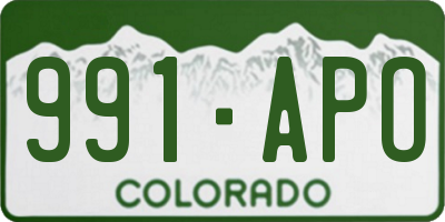 CO license plate 991APO