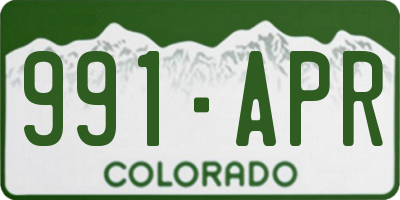 CO license plate 991APR