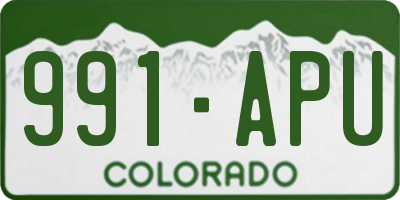CO license plate 991APU