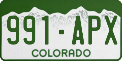 CO license plate 991APX
