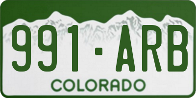 CO license plate 991ARB