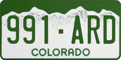 CO license plate 991ARD