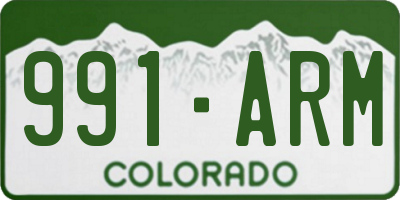 CO license plate 991ARM
