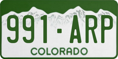 CO license plate 991ARP