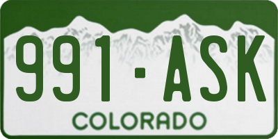 CO license plate 991ASK