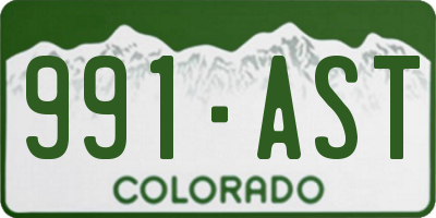 CO license plate 991AST