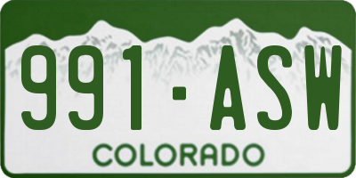 CO license plate 991ASW