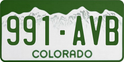 CO license plate 991AVB