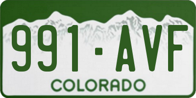 CO license plate 991AVF