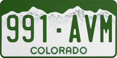 CO license plate 991AVM