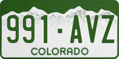 CO license plate 991AVZ