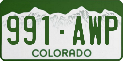CO license plate 991AWP