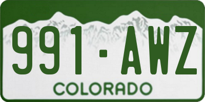CO license plate 991AWZ