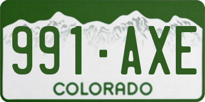CO license plate 991AXE