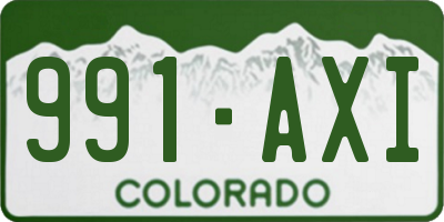 CO license plate 991AXI
