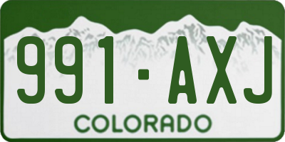 CO license plate 991AXJ