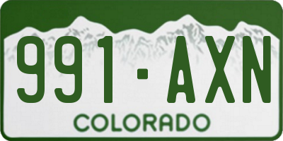 CO license plate 991AXN
