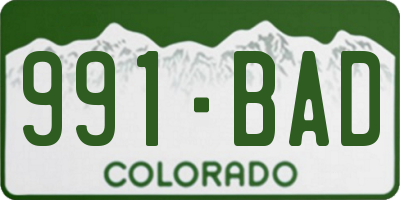 CO license plate 991BAD