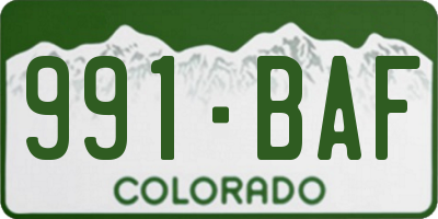 CO license plate 991BAF