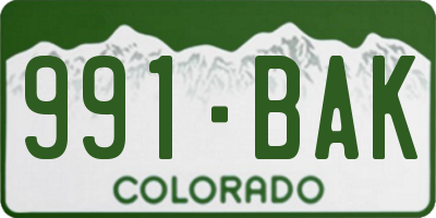 CO license plate 991BAK