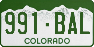 CO license plate 991BAL