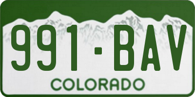 CO license plate 991BAV