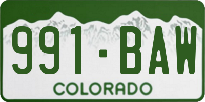 CO license plate 991BAW