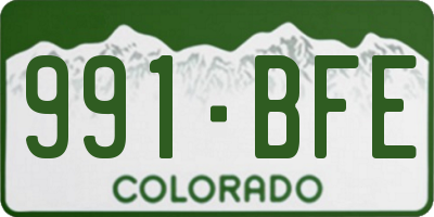 CO license plate 991BFE