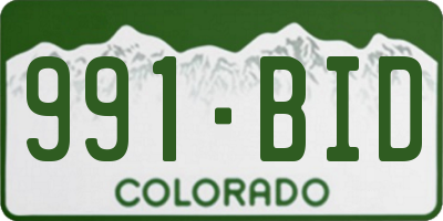 CO license plate 991BID