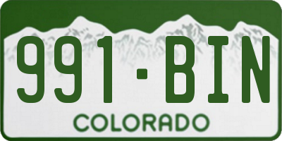 CO license plate 991BIN