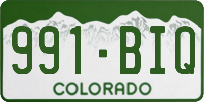 CO license plate 991BIQ